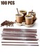 100 Pcs Coffee Stir Sticks Individual Wrapped, Disposable Coffee Straw Three-hole Design Stirring Rod Tea Beverage Stirrers Individually Hot Drinks For Party BBQ Camping Resturant (180MM)