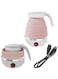 ELTERAZONE Foldable Portable Electric Kettle, Travel Folding Fast Boiling Small Electric Kettle Food Grade Silicone 110V-220V 600ML for Travel &amp; Camping and Home &amp; Office Use (Pink)