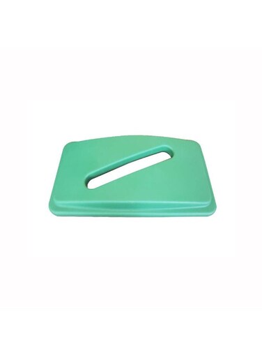 LID ONLY: RW Clean 1 Recycling Can Lid, Fits 23 Gallon Trash Can - Slot Opening For Paper, Green Plastic Lid For Waste Basket, Heavy-Duty, Trash Can Sold Separately