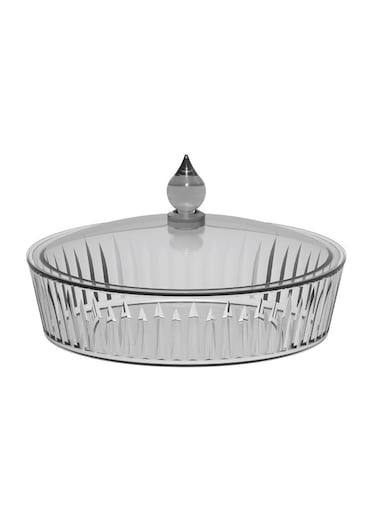 Acrylic Round Tray Comes with Stylish Lid Suitable for Storing Small items 25CM