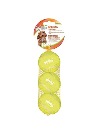 Pawise "Squeaky Tennis Ball" Dog Toy, Pack of 3