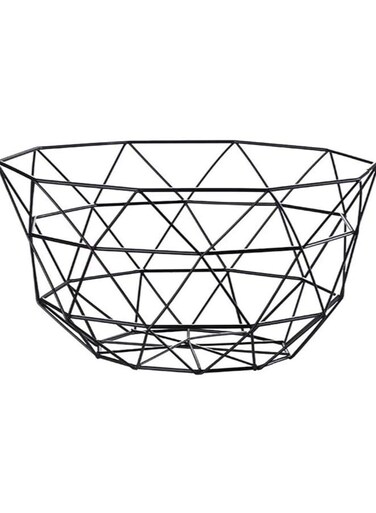 Fruit Serving Basket Bowl Metal Storage Container Centerpiece Display Bowl for Living Room Decoration and Modern Kitchen Table - BIG BLACK