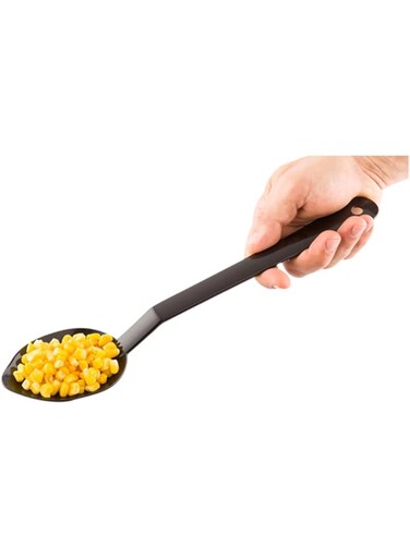 Plastic Perforated Serving Spoon, Catering Spoon, Buffet Spoon - 13" - Black - 1Ct Box - Restaurantware