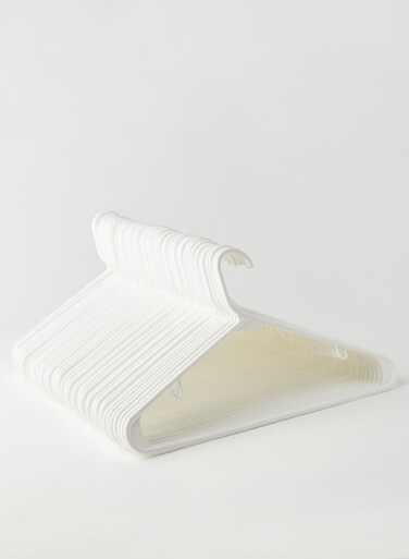 60 Piece Multi-Functional Plastic Hanger Set In Neutral Colour Made In Sturdy Material For Closet Organization White 41.5X23 cm