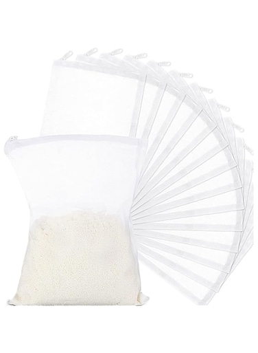 Excefore 30 Pieces Aquarium Filter Bags Fish Tank Media Filter Net Reusable Mesh Filter Bags for Fish Tank Activated Carbon,Charcoal,Bio Balls Filter Accessories (White)