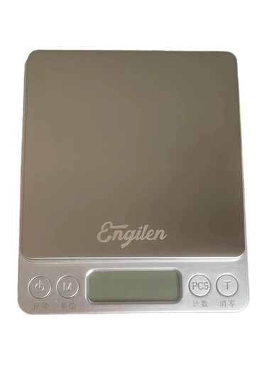 Engilen Grams Scale Ounce Mini Scale, 3000g by 0.1g Accuracy, Digital Food Kitchen Durable Scale for Baking,Jewelry, Herbs, Seasoning,9 Units Conversion,Tare Function, Trays Included,Silver