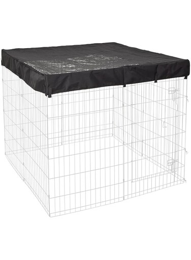 MidWest Homes for Pets Square Exercise Pen Fabric Mesh Sunscreen for Top of Dog Playpen, Fits All &amp; New World Exercise Pens, Designed for When Exercise Pen is Set-Up in a Square Configuration, Black