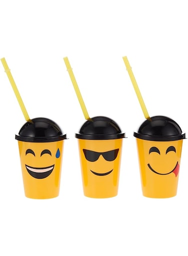 Goldedge 3 pc Emoji Plastic Glass Curved Black Cap