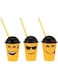Goldedge 3 pc Emoji Plastic Glass Curved Black Cap