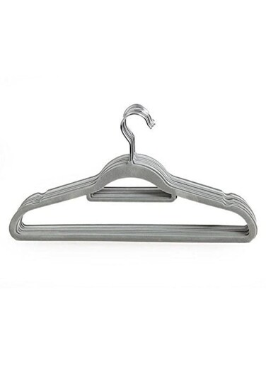 100PACK 41.5CM VELVET GREY HANGER WITH TIE BAR