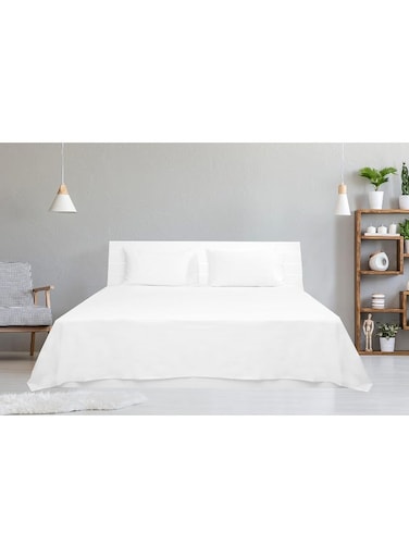 Linen Klub 2-Piece Single Bed Sheet Set - 1 Bed Sheet + 1 Pillowcase, 100% Cotton, 250 Thread Count Cool and Breathable Fabric for Ultimate Comfort Experience, White