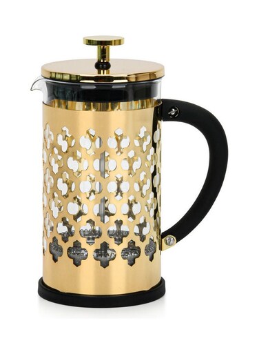 French Press Coffee Maker Borosilicate Glass AMADO Series Gold/Black 600ml