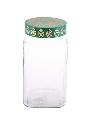 AKDC Square Glass Storage Jar With Colourfulid - Durable And Stylish M497