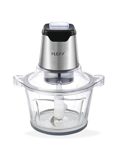 Flexy Food Processor Chopper Electric - 400W with Full Copper Motor, 1.2L Glass Bowl, and Double 304 Stainless Steel Blades   Transparent Design for Garlic, Onion, Veggies, Nuts