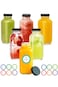 Juice Bottles 12oz, 6 Pack Reusable Glass Water Bottles with Labels and Lids, BPA Free Homemade Beverages Bottle