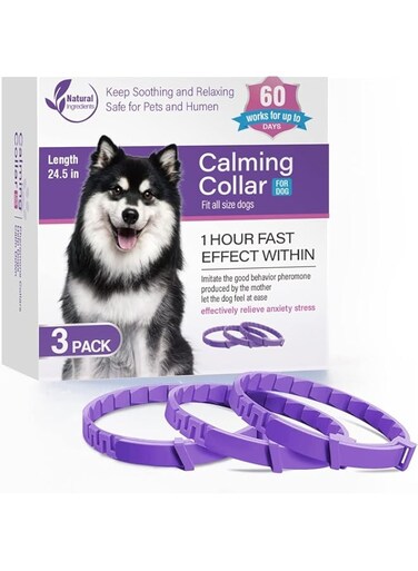 3 Pack Calming Collar for Dogs, Dog Anxiety Relief, Dog Calming Collars, Break away Dog Collar, helps Dog Calm Collar, Separation Anxiety Relief for Dogs, Reduce Anxiety and Stress (purple, 3 Pack)