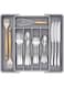 Expandable Drawer Utensil Organizer   Kitchen Extendable Cutlery Tray (BPA-Free Plastic)   Adjustable Knife Fork Spoon Divider Storage Box, Utensil Drawer Insert For Kitchenware Organization   Grey, 33.5x37.5cm