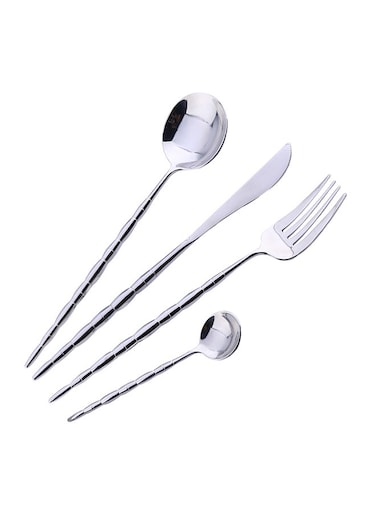 Delicate Stainless Steel Spoons Set Silver 24.5x5.5x3.5cm