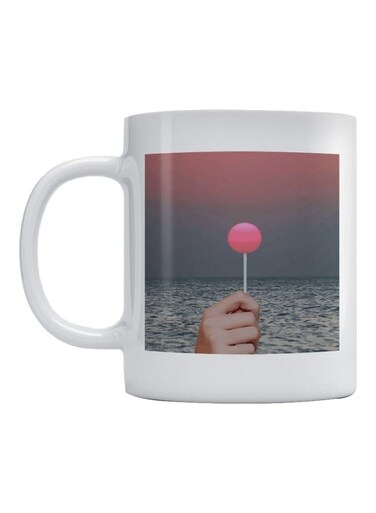 Lollipop Printed Mug White/Pink/Grey