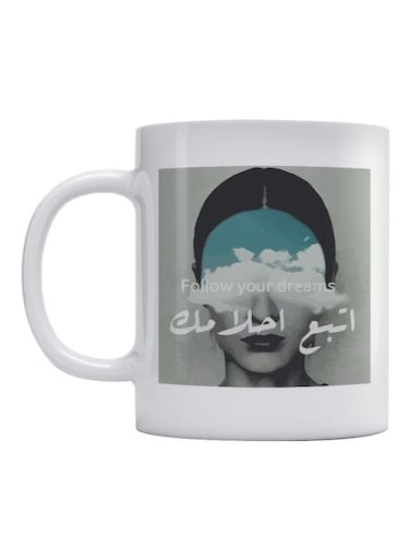 Follow Your Dreams Printed Mug White/Grey/Blue 350ml