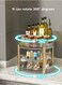 1-Piece Multifunctional Double-Layer 360&deg; Rotating Desktop Storage Rack/Kitchen Relish Storage Rack/Desktop Shelving/Snack Storage Rack PET Material Transparent Clear/Golden 28 x 22 Centimeter