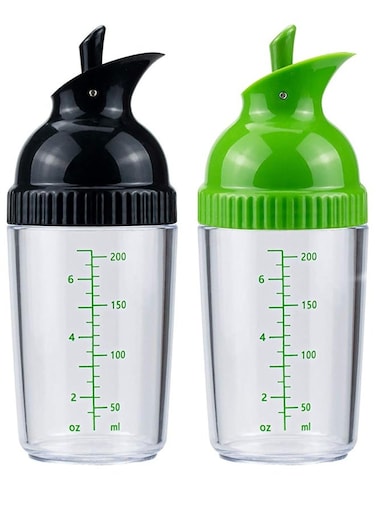 Pack 200ML Salad Dressing Shaker Container, 7 Oz Salad Dressing Mixer Bottle Mixer Dispenser, Dripless Pour, Soft Grip, BPA Free