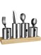 Skade Silverware Holder, Utensil Holder With Caddy Silverware Container For Spoons, Knives,Forks Silverware Display Organizer Kitchen Dinner Table, Stainless Steel With Bamboo Wood Base