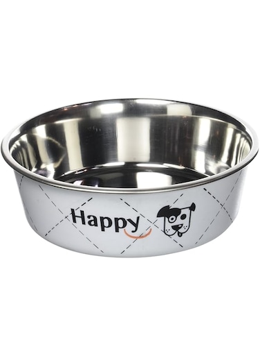 Zolux Happy Stainless Steel Dog Bowls - White 1.5L