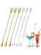 DanziX 10 Inch Bar Mixing Spoon Cocktail Spoon,6 Pcs Stainless Steel Bar Long Handle Spoon With Spiral Pattern(Silver,Gold)