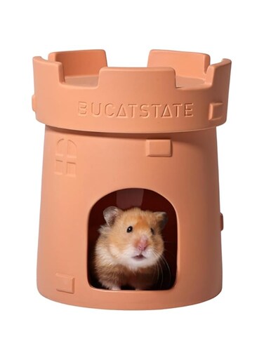 Cartoon-Style Castle Cooling Ceramic Hamster Hideout &ndash; Durable, Stable, and Slip-Resistant Design with Smooth Glaze for Easy Cleaning &ndash; Ideal for Small Pets and Rodents
