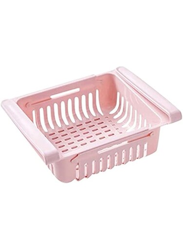 Storage Boxes &amp; Bins - Storage Rack 1PC Adjustable Stretchable Fridge Organizer Drawer Basket Refrigerator Pull-out Drawers Fresh Spacer Layer (Pink)