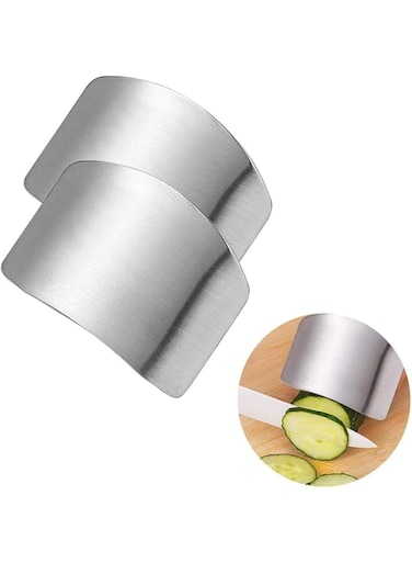 Youerte 2 PCS Finger Guard For Cutting Kitchen Tool Finger Guard Stainless Steel Finger Protector Avoid Hurting When Slicing and Dicing Kitchen Safe Chop Cut Tool (Single Finger)