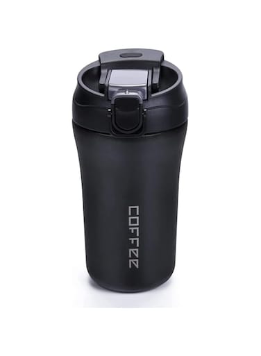 Aputue Insulated Coffee Mug, 400ml Tainless Steel Vacuum Insulated Tumbler, Anti-tip No Leak Coffee Travel Mug with Straw, Reusable Coffee Thermos Cup for Hot Cold Drinks (Black)