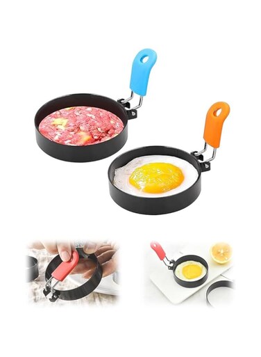 NALACAL 2 Pack Stainless Steel Egg Rings, Round Mold for Omelettes, English Muffins, Pancakes, and Sandwiches, Breakfast Household Mold