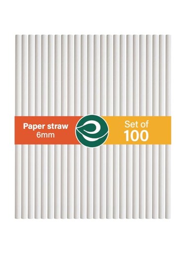 ECO SOUL [6 mm, 100 Count] Biodegradable Paper Straws   Eco-Friendly Compostable Sustainable Disposable Drinking Straws   Cocktail Cold Drink Juice Non-Bendable White Straws (Regular)