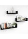 INHABIT UNION U-Shaped Black Floating Shelves for Wall, Wall Shelves Set of 3, Small Wall Mounted Shelf for Bedroom, Kitchen, Bathroom and Living Room Decoration Storage