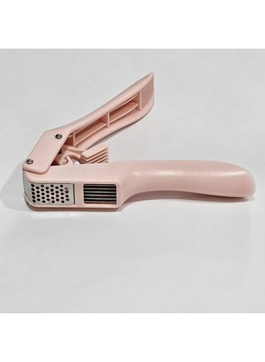 Timber Kitchen 2 in 1 Garlic Press Garlic Mincer Chopper Food Crushing Garlic Mincer and Slicer Garlic Crusher Vegetable Peeler, Small Handheld Stainless Steel, Pink Home Use, TJ776