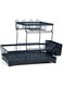 BERAM Dish Drying Kitchen Rack, Stainless Steel 2 Tier Stand, Counter Organization with Drainboard, Utensil Holder, Rust-Resistant, Black