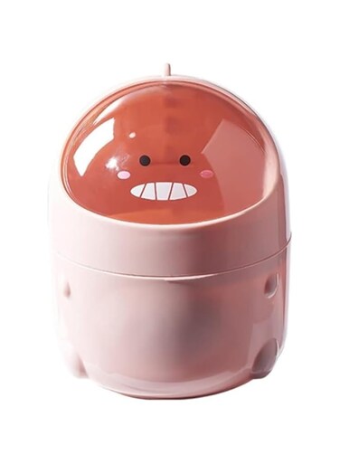 ABIN 1.28 Gal Mini Desktop Trash Can with Lid, Cute Little Dinosaur Countertop Garbage Bin, Plastic Tiny Tabletop Wastebasket for Table Trash Cans Storage Buckets (Pink)