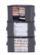 Home Care 3 Pc Clothes Storage, Foldable Blanket Storage Bags, Storage Containers for Organizing Bedroom, Closet, Clothing, Comforter, Organization and Storage with Lids and Handle, (Grey)