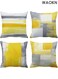 Yellow Abstract Painting Throw Pillow Covers 4-Pack ,18x18 Inch Decorative Cushion Cases for Sofa, Bedroom &amp; Living Room , Ultra-Soft Plush Fabric with Hidden Zipper, Modern Home Accent Set (Yellow )