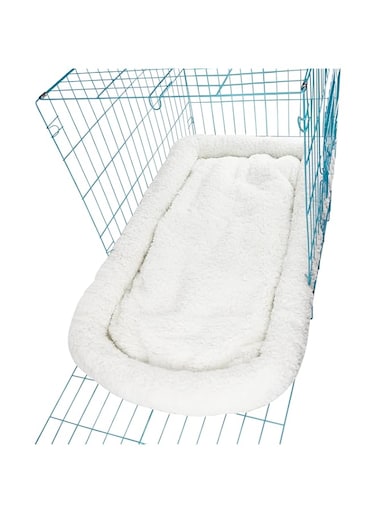 long rich Super Soft Sherpa Crate Cushion Dog and Pet Bed, Reversible Rectangle Pet Bed with Non-Slip Bottom,White, by Happycare Textiles,42 x 26 inches