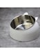 Ubitree Stainless Steel Pet Cat Bowl, Raised Cat Food Bowl 15&deg; Tilted for Indoor Cats Anti Vomiting, Enhanced Pet Food and Water Bowl with Cute Cat Pattern Stand, White