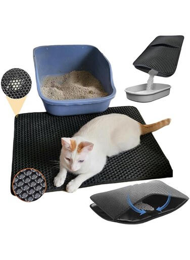 Pawtastic foldable cat litter trapping mat XL Large size 45x60 indoor cats accessories honeycomb design easy cleaning safe hygienic and comfortable