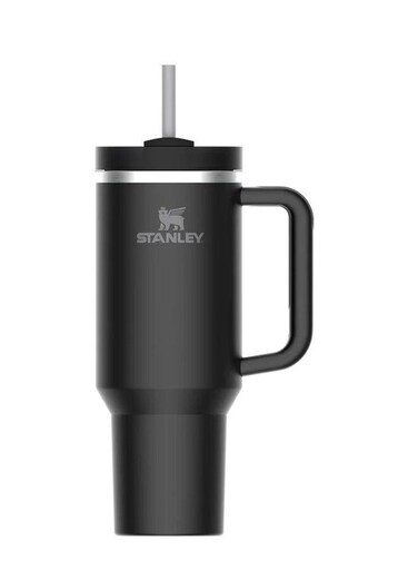 Quencher H2.0 FlowState Vacuum Insulated Tumbler &acirc;&euro;&ldquo; 40oz Black Stainless Steel Travel Mug with Leakproof Lid &amp; Straw, Double-Walled Thermal Design Keeps Drinks Cold for 24 Hours &amp; Hot for 7 Hours, Durable, Portable, Eco-Friendly Hydration Solution for Travel, Work, Gym, and Outdoor Use