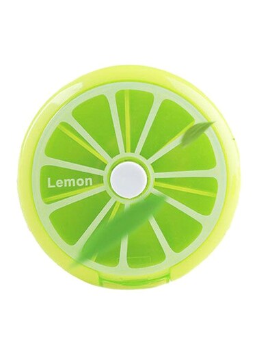 Portable Multi Function Pill Box Green/Yellow Medium