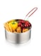 Azonee Deep Fryer Basket Round Stainless Steel Frying Basket with Long and Foldable Heat Resistant Silicone Handle for Frying French Fries Chickens Boiling Pasta Potatoes