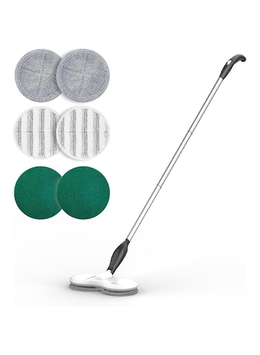 Cordless Electric Mop, Dual Spin Mopper Motorised Electric Mops for Floor Cleaning, Hardwood Tile Laminate Floor Daily Light Cleaning (No Water Tank)