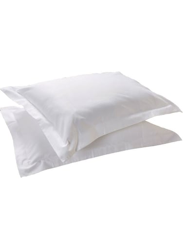 Linen Klub Oxford King Pillowcase 2PC Set- 350TC 100% Long Staple Cotton Sateen, Luxury Quality DHK-PC-350T- KNG Cotton White 50x90cm