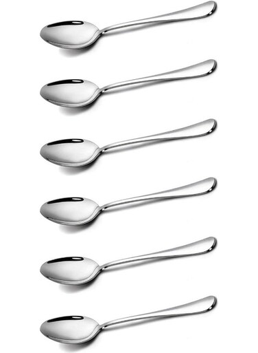 6 Pieces Teaspoons Set (6.2 Inch), Spoons Silverware, Stainless Steel Tea Spoons, Small Spoons, Mirror Polished Teaspoon, Dessert Spoons For Home, Kitchen, Restaurant, Dishwasher Safe
